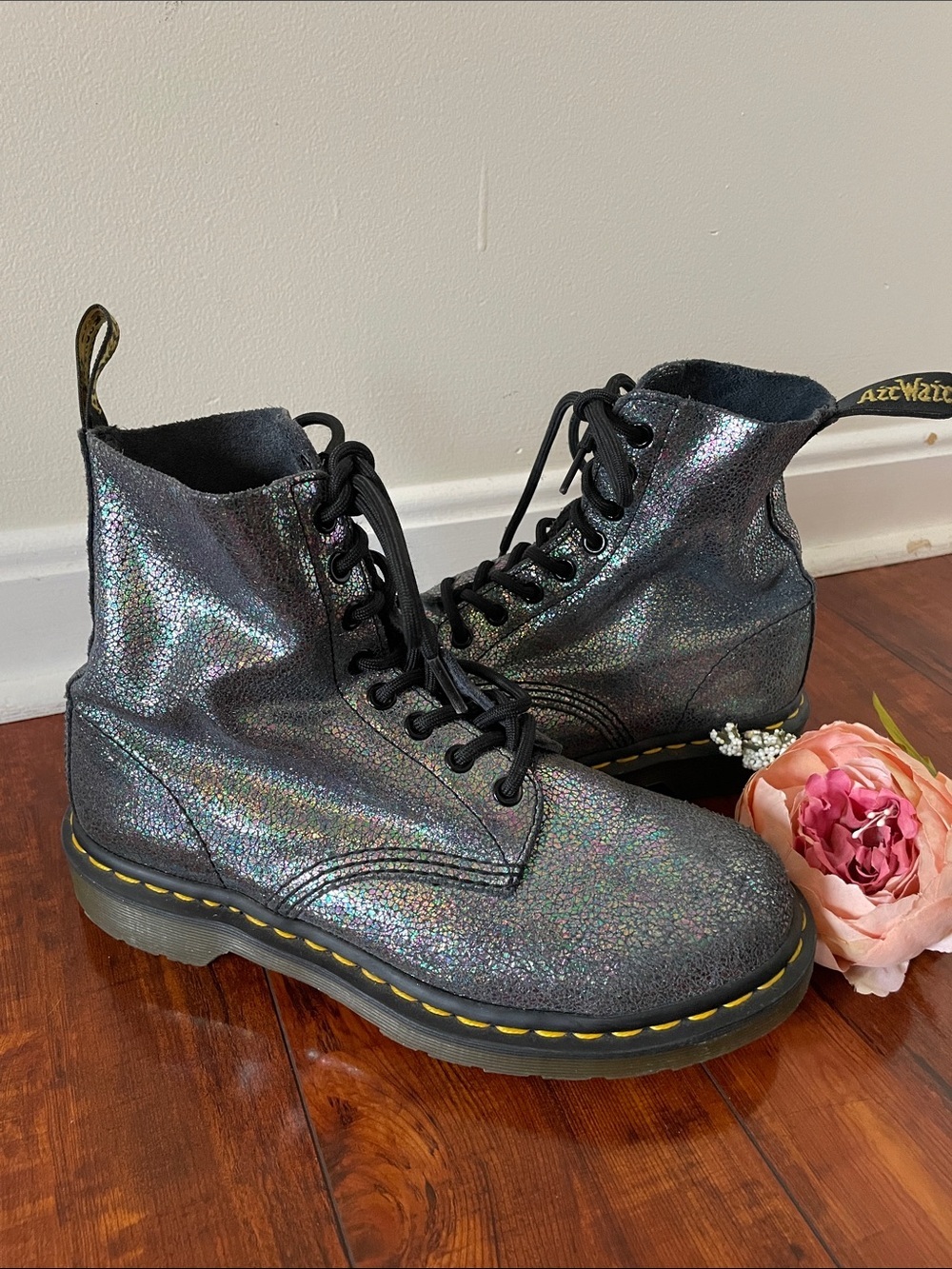 Dr Martens Pascal Sparkly Metallic Combat Boots